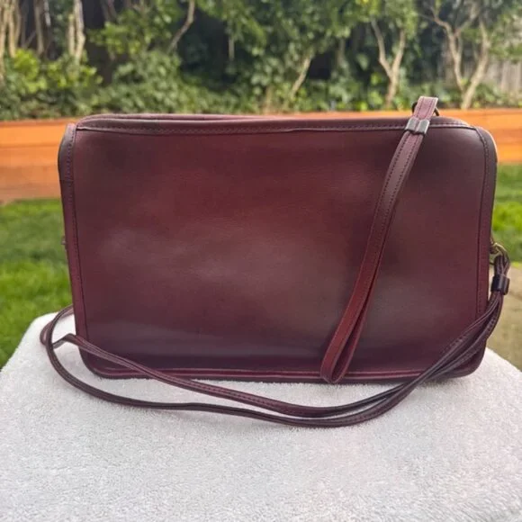 Auth Vintage Coach Burgundy Basic 9455 NYC Clutch Shoulder Bag - Picture 6 of 14